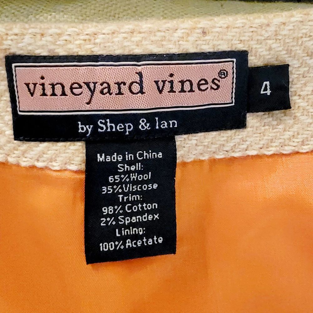 Vineyard Vines Wool Blend Beige Houndstooth Pencil Skirt Size 4 - Picture 5 of 5